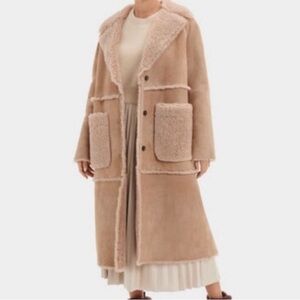 Women’s Long Faux Shearling Coat - Blush